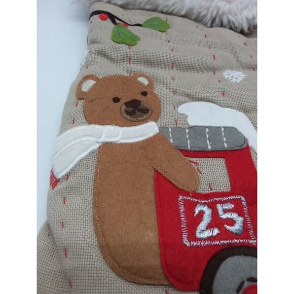 Pottery Barn Kids Finn Bear on Train Christmas Stocking Holiday Xmas Quilted - Picture 4 of 15